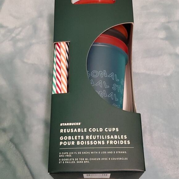 Starbucks Holiday Reusable Cold Cups 5 pack NEW - Picture 1 of 7